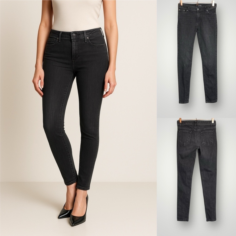 Garnet Hill | Skinny Jeans Size 27 Stretch Denim Charcoal Gray 31” Inseam